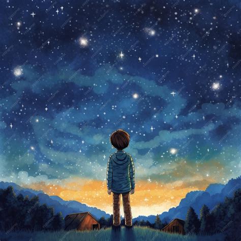 Premium Photo | Starr gazing boy looking at the stars in the sky