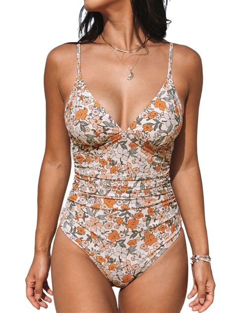 Cupshe Women's One Piece Swimsuit Tummy Control V Neck Bathing Suits