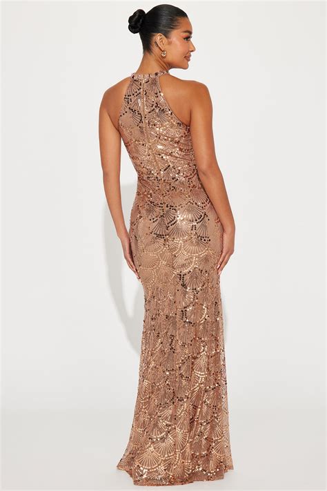 Bronze Goddess Sequin Gown - Bronze | Fashion Nova