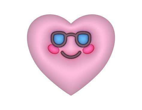 3d Cool Pink Cute Heart Emoji 28115436 PNG