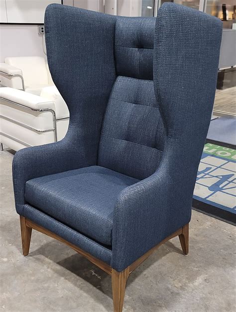 West Elm James Harrison XL Wing Chair - Blue - Pre-Owned