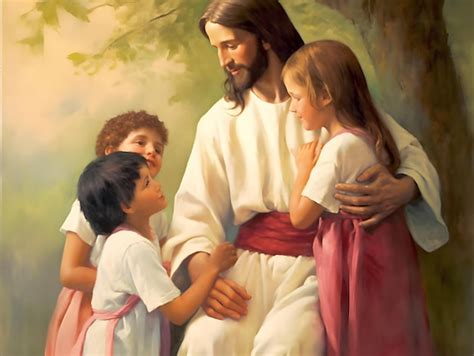 Premium Photo | Oil painting of Jesus hugging children