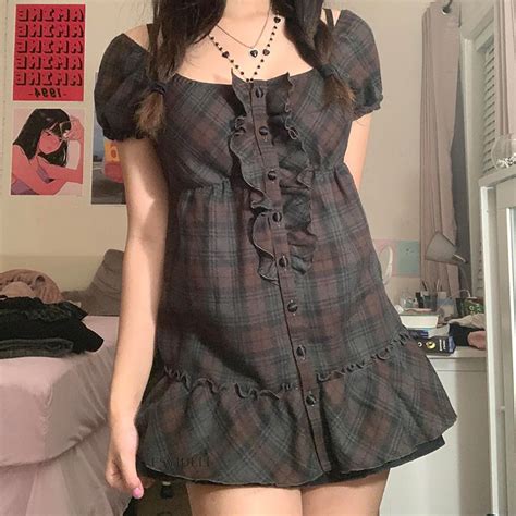 Women's Dresses Fashion Casual Sexy Dress Ruffled Plaid Straight Neck
