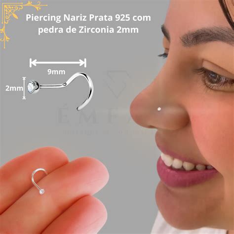 Pontinho De Luz Nariz - Piercing Ponto de Luz Nariz Nostril Prata 925 Pedra de Zirconia ...