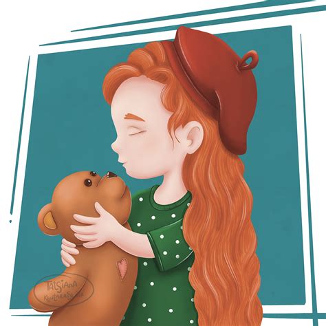 Иллюстрация Девочка с мишкой в стиле 2d, детский, персонажи