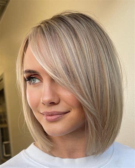 soft bob  delicate side bangs large forehead hairstyles haircut