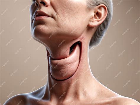 Swollen Thyroid Gland in Neck Medical Illustration | Premium AI