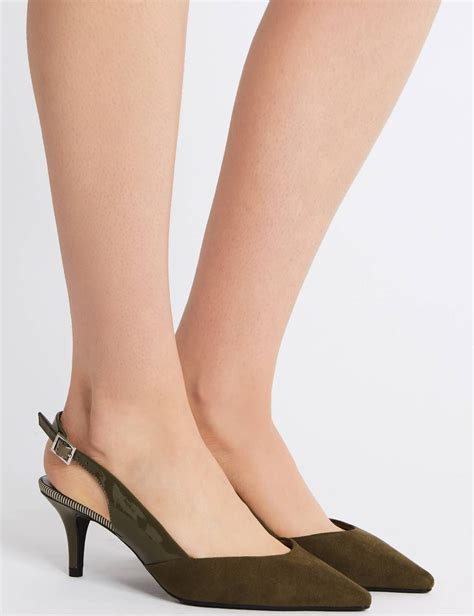 Wide Fit Kitten Heel Slingback Court Shoes