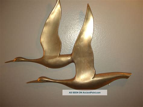 Vintage Brass Wall Art Sculpture Birds Ducks Geese Flight Mid Century ...