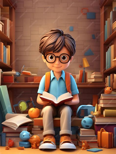 Premium Photo | A creative little boy reading a book AI generated Image