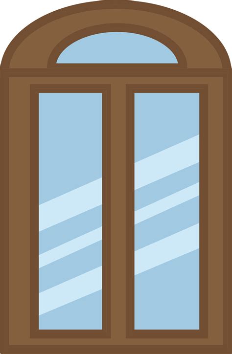 Brown frame glass window, illustration, vector, on a white background
