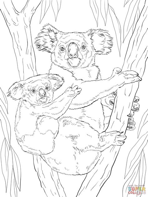 Koala with Baby coloring page | Free Printable Coloring Pages