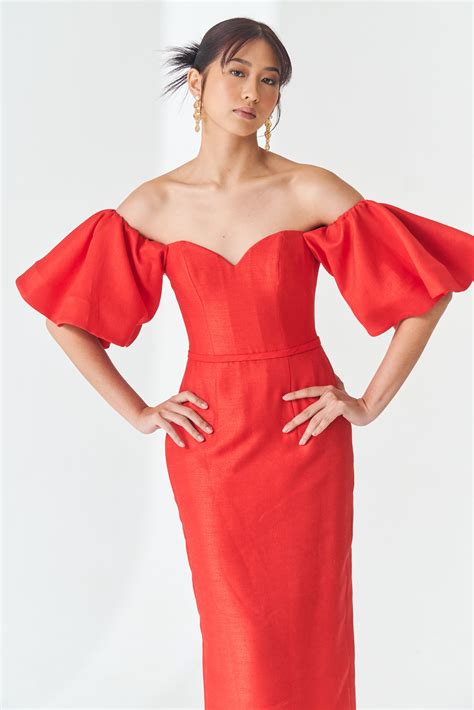 Red Off Shoulder Dress | VESTIDO