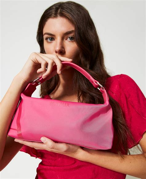 Hobo bag with logo shoulder strap Woman, Fuchsia | TWINSET Milano