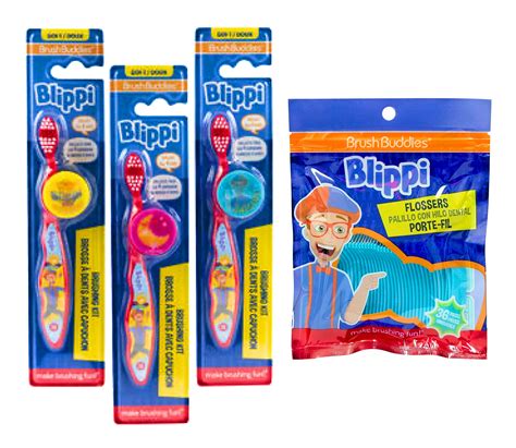 Kali Dreams Blippi Toothbrush Set with 3 Toothbrushes and Floss