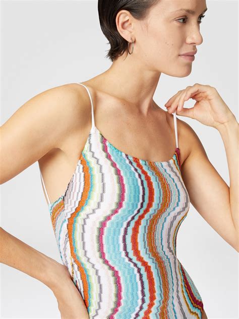 One-piece swimsuit with lamé wave pattern Multicoloured | Missoni