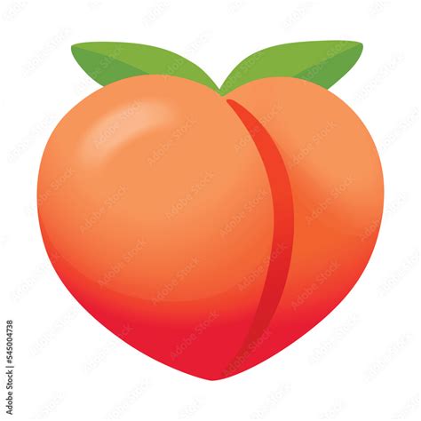 Vetor de Peach flat vector emoji. Isolated fleshy, pinkish-orange fruit