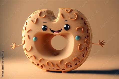 Cute smiling cartoon bagel Character, Generative AI. Stock Illustration | Adobe Stock