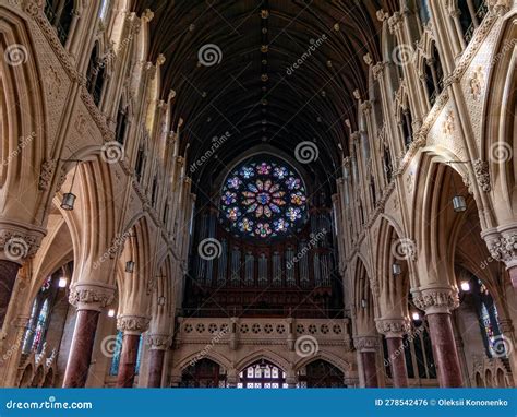 A Large Multicolored Stained Glass Window in the Roman Catholic Church ...