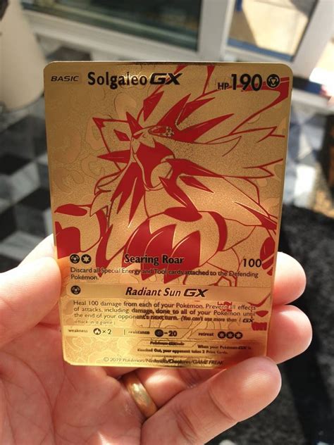 Shiny Gold Solgaleo GX Pokemon Card Full Art Ultra Sun | Etsy