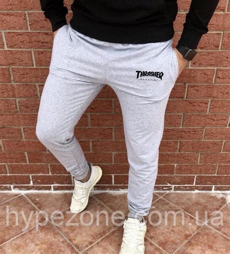 Штаны Thrasher мужские Спортивные брюки трикотажные Трашер серые ...