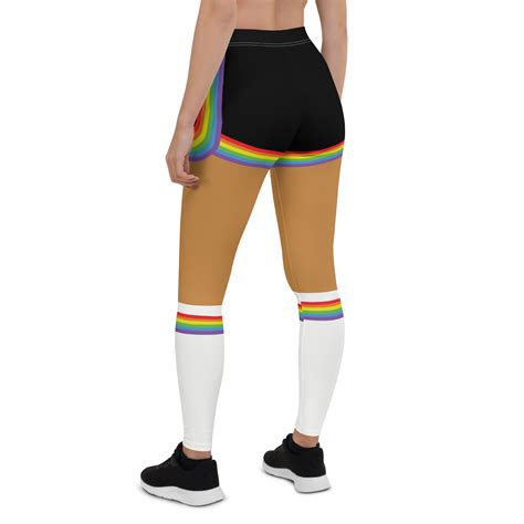Rainbow Short Booty Shorts with Sport Socks 70’s Halloween Cosplay