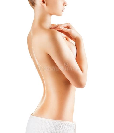 beautiful blond woman natural makeup nude body shape stock image