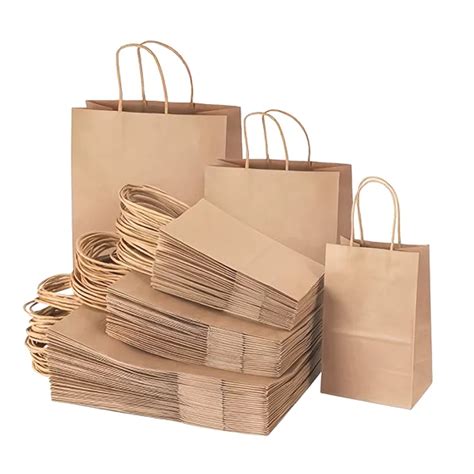 kraft paper bags  handles food delivery custom printed small large