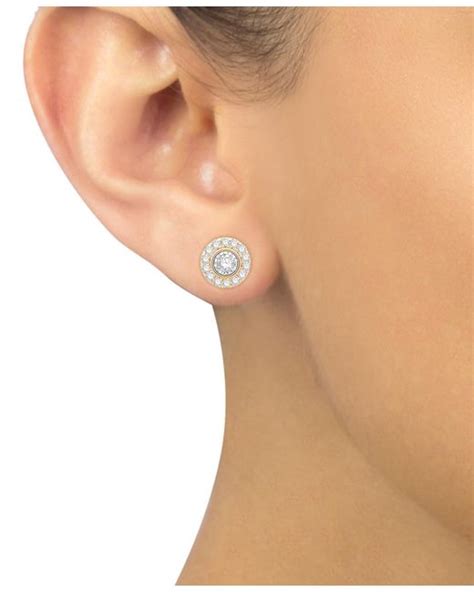 Macy's Diamond Halo Stud Earrings (1/4 Ct. T.w. in Metallic | Lyst