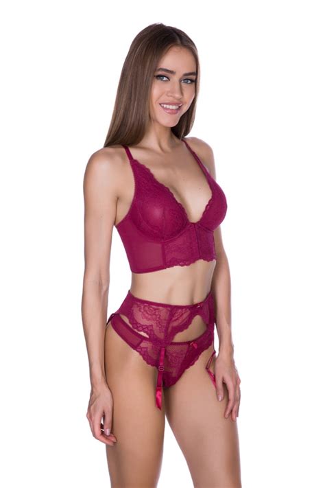 Пояс для чулок узкий бордовый с кружевом GOSSARD SUPERBOOST LACE ...