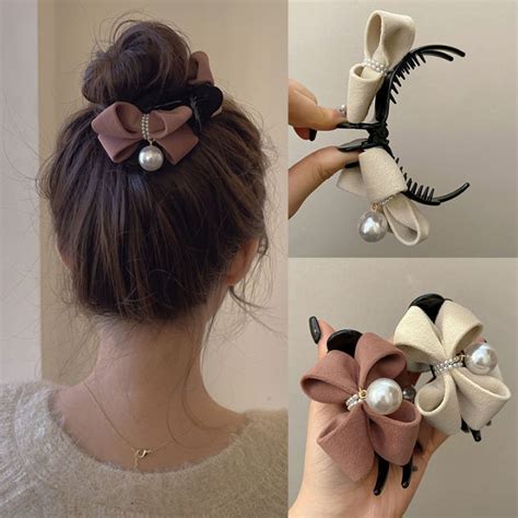 Fashion New Bow Pearl Hairpins For Women Korean Elegant Girls Shark ...