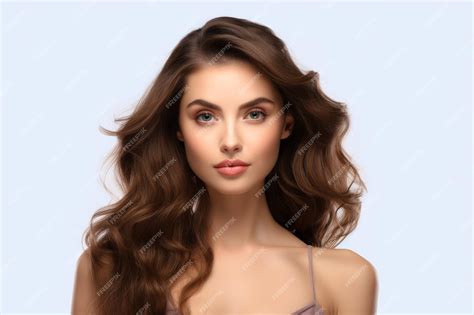 Premium Photo | Woman With Long Brown Hair Wearing a Bra