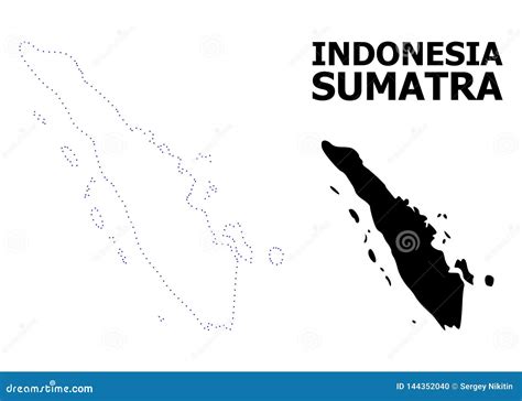 Vector Contour Dotted Map of Sumatra Island with Caption Stock Vector ...