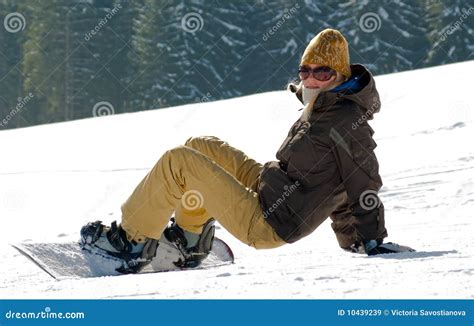 Snowboarder-girl stock image. Image of vacation, snow - 10439239