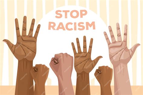 Mao Contra O Racismo - Mãos inter-raciais param campanha de racismo | Vetor Premium