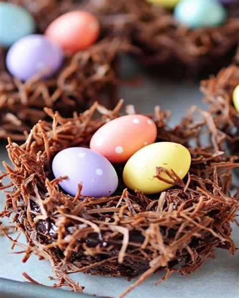 chocolate easter nests easy  bake dessert idea fenrecipes