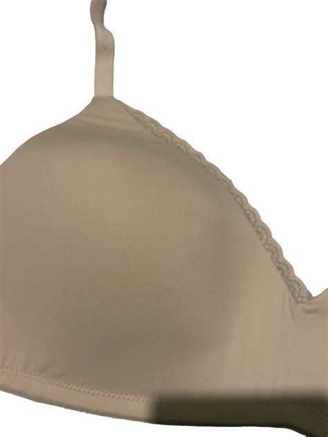 Aerie Women's 34D Everyday Wireless Bra Nude Beige Lace Trim Soft Light