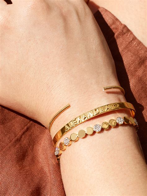18K Gold Custom Cuff Bracelet – 18K Gold Plated Sterling Silver, Cubic ...