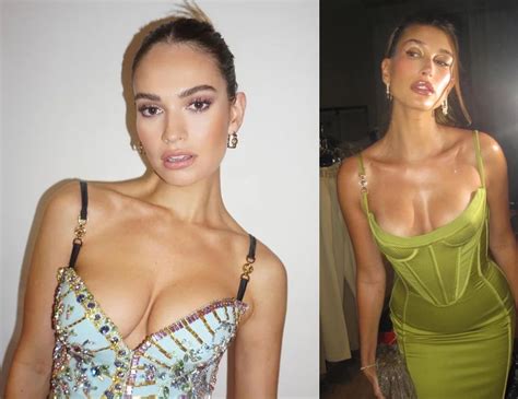 Cleavage clash: Lily James vs Hailey Bieber : r/CelebBattles