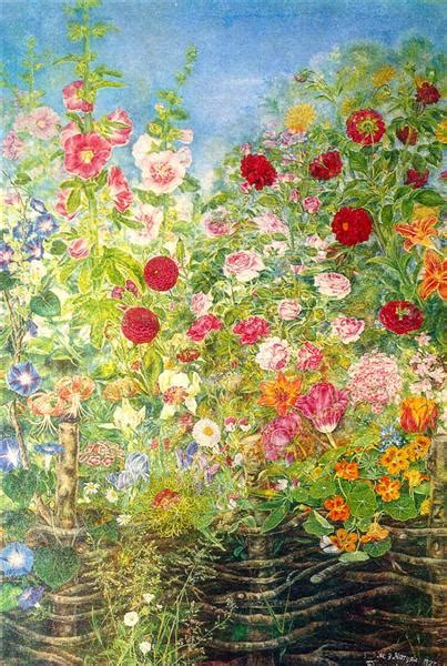 Flowers by the fence, 1935 - Kateryna Bilokur - WikiArt.org