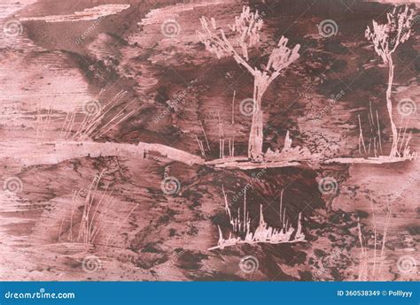 landscape  sepia style monochrome art painting encaustic art