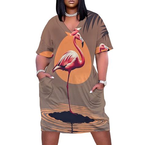 Loose Pocket Dress Flamingo Sunset Water Dresses for Woman Dresses for