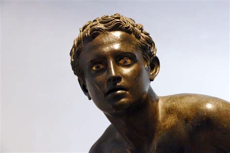 bronze statue of an athlete. Roman 1st century BC copy of a Greek 4th ...