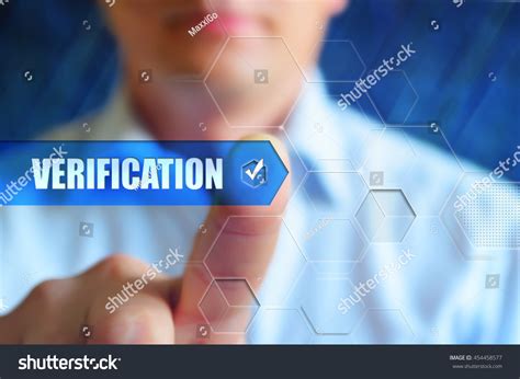 verification title button concept person businessman stock photo