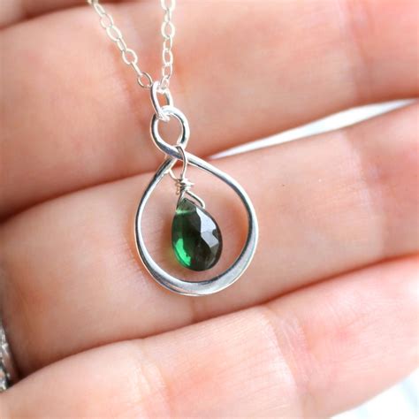 Emerald Necklace, Emerald Birthstone Necklace, Infinity Necklace, May ...