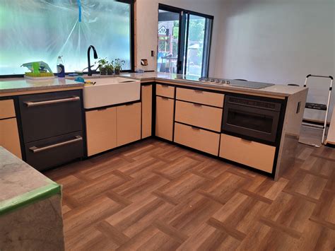 Maple Laminate Kitchen Refacing With Custom Made Cabinets - Cabinets