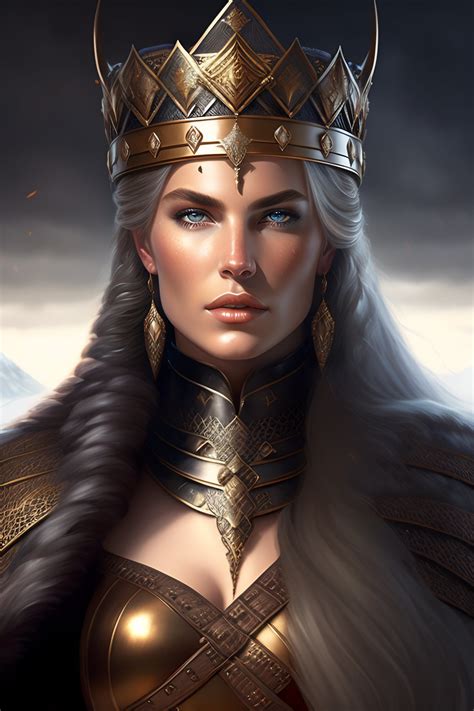 Lexica - Medieval portrait of a viking warrior woman queen wearing a