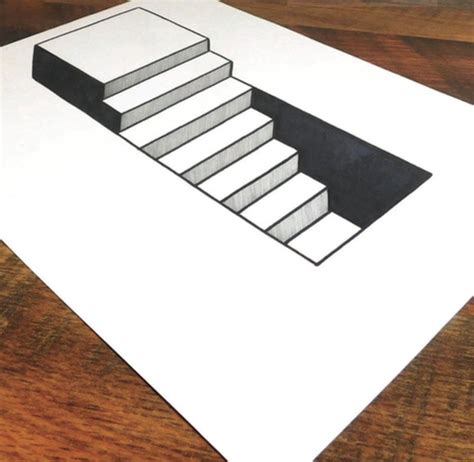 How to draw 3d steps in a hole line paper trick art – Artofit