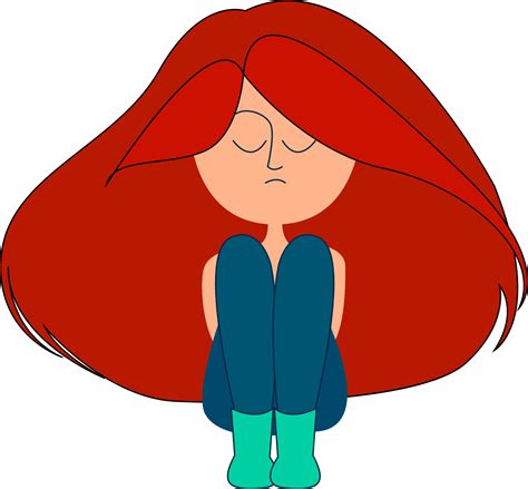 Girl with red long hair, illustration, vector on white background