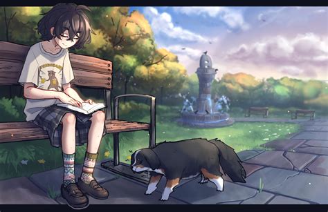 sophie and sophie's dog (original) drawn by popopoka | Danbooru